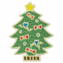 Christmas tree embroidered women's polo shirt