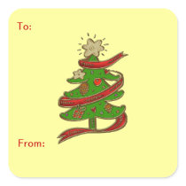 Christmas Tree Gift Tag Sticker