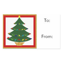 christmas tree gift tags rectangle sticker