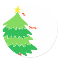 Christmas Tree Gift Tags Round Stickers