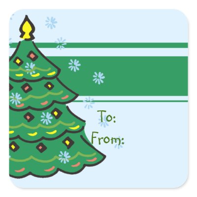 Christmas Tree Gift Tags Square Stickers by OneStopGiftShop