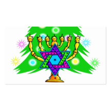 Christmas Tree Hanukkah Menorah Business Card Templates