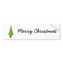 Christmas Tree Illustration Bumper Sticker