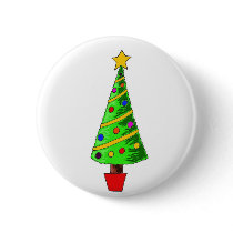 Christmas Tree Illustration Button