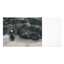Christmas Tree In Front Of Rocks.jpg Custom Photo Card