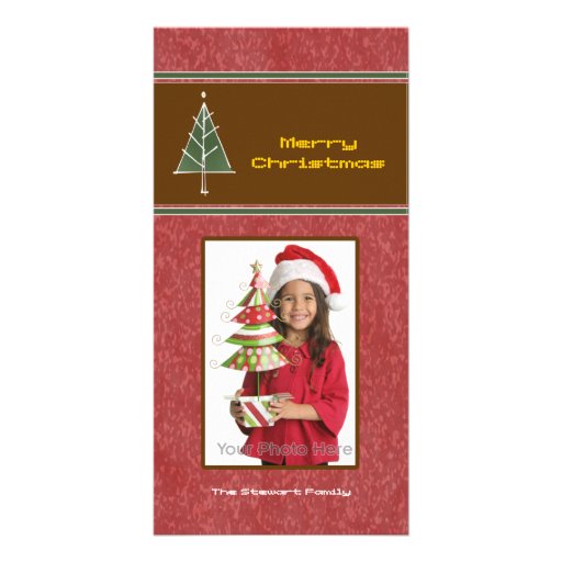 Christmas tree & light photocard photo card template