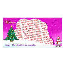Christmas Tree on a Purple Sky Personalized Photo Card