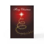 Christmas Tree On Glowing Red Background Card