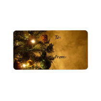 Christmas Tree on Gold Gift Tag Custom Address Labels