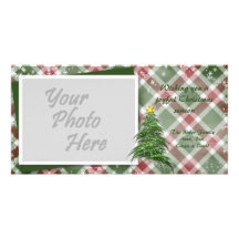 Christmas Tree on Plaid Picture Card