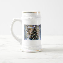 Christmas tree on street mugs