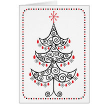 Christmas tree ornate greeting cards