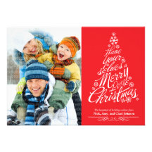 Christmas Tree (Red) Holiday Photo Card Personalized Invite