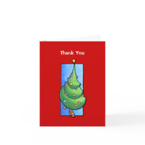 Christmas Tree red Thank You Note Card