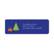 Christmas Tree Return Address Label (blue)