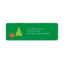 Christmas Tree Return Address Label (green)