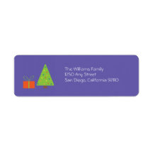 Christmas Tree Return Address Label (purple)