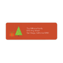 Christmas Tree Return Address Label (red)