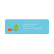 Christmas Tree Return Address Label (turquoise)