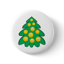 Christmas Tree  Smiley Face Button