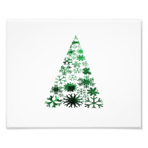 Christmas Tree Snowflakes Green Mottled Graphic Photographic Print