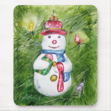Christmas Tree Snowman Mousepad