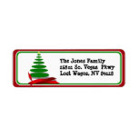 Christmas Tree with Red Ribbon Return Address Labels