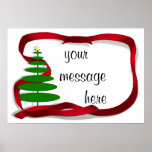 Christmas Tree with Red Ribbon Posters