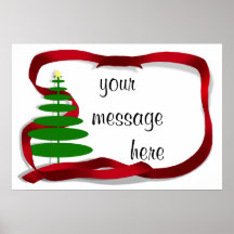 Christmas Tree with Red Ribbon Posters