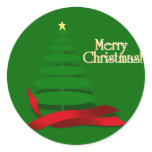 Christmas Tree with Red Ribbon Sticker