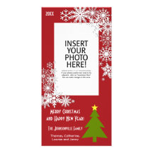 Christmas Tree with Snowflakes Photo Cards