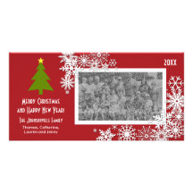 Christmas Tree with Snowflakes Personalized Photo Card