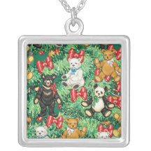 Christmas Tree with Teddy Bear Ornaments Necklaces