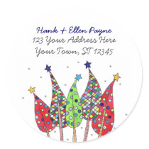 Christmas Trees Address Labels Sticker
