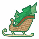Christmas trees and sleigh embroidered polo shirt