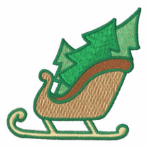 Christmas trees and sleigh embroidered polo shirt