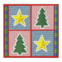 Christmas trees and stars embroidered women's polo