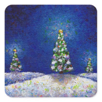 Christmas trees fun colourful original art paintin
