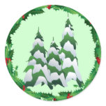 CHRISTMAS TREES & HOLLY by SHARON SHARPE Round Stickers