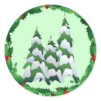 CHRISTMAS TREES & HOLLY by SHARON SHARPE Round Stickers