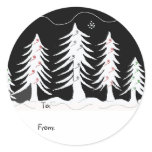 Christmas Trees in Black and White Gift Tag stickers
