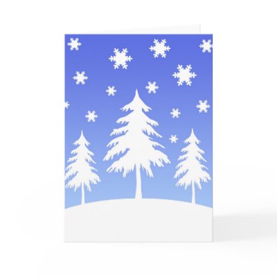 Christmas trees on mountain greeting cards by cycreation
