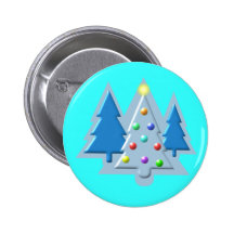 Christmas Trees Outlined with Lights Design Pinback Buttons