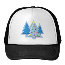 Christmas Trees Outlined with Lights Design Mesh Hats