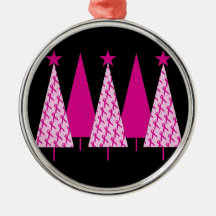 Christmas Trees - Pink Ribbon Ornaments