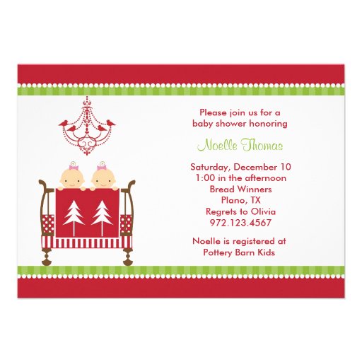 Christmas Twin Baby Shower Invitations