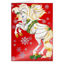Christmas Unicorn poster Greeting Cards