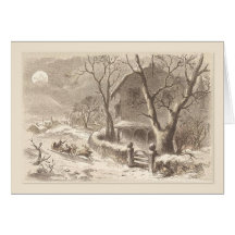 Christmas Vintage Santa Sleighs in Moonlight Card