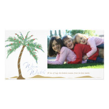 Christmas Warm Wishes, Palm Tree Beach Customized Photo Card