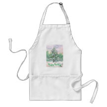 Christmas Watercolor Painting Apron
